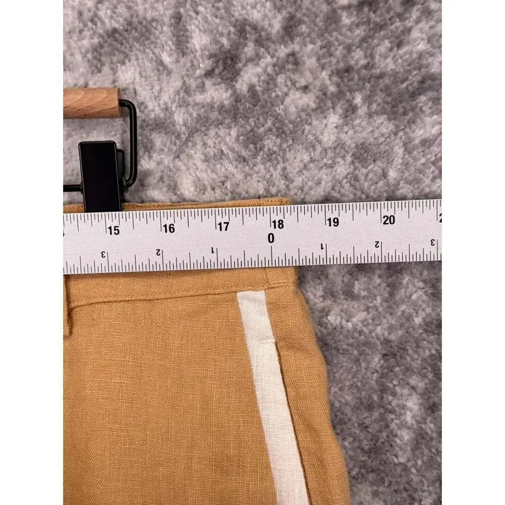 Banana Republic Pants Large Womens Gold Linen Track Stripe Wide Leg Trouser